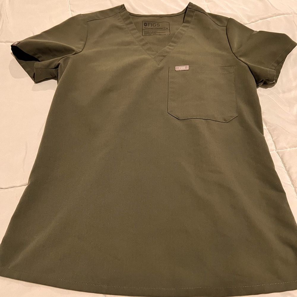 Figs Catarina Scrub Top- moss, x-small